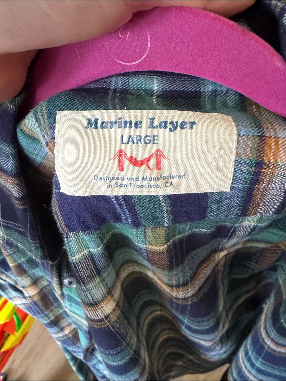 Marine Layer men’s flannel size L EUC casual coastal button down - Picture 2 of 5